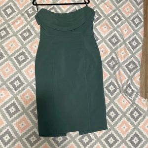 Strapless green cocktail dress